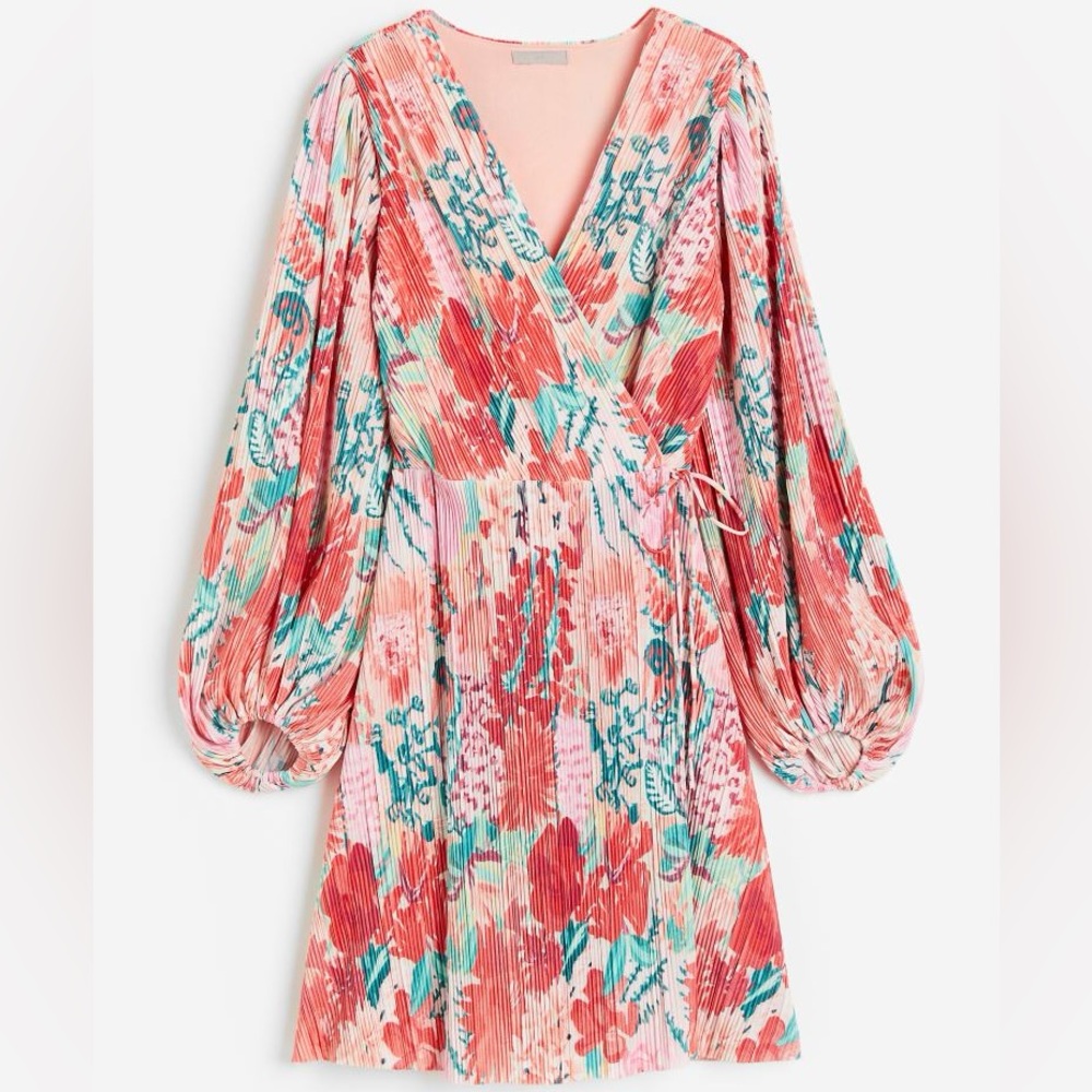 Pleated wrapover dress